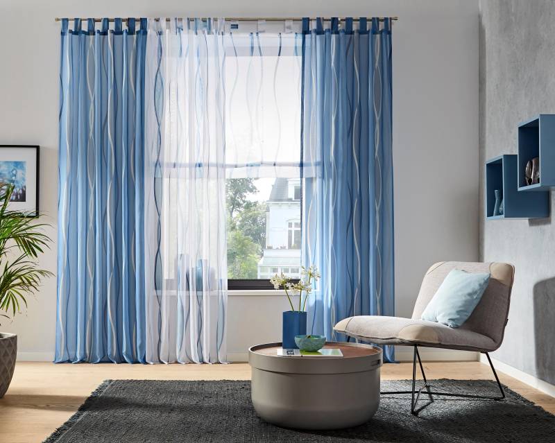 my home Gardine »DIMONA«, (2 St.), 2-er Set, Voile, Polyester, Wellen von My Home