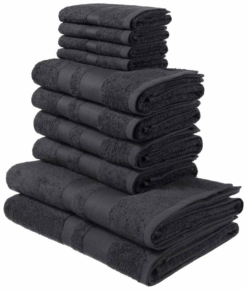 my home Handtuch Set »Vanessa, 10-tlg Handtuch-Set, Duschtücher, Handtücher und Gästetücher«, Set, 10 tlg., Walkfrottee, 100% Baumwolle, einfarbig, weich, saugstark, mit Bordüre von My Home