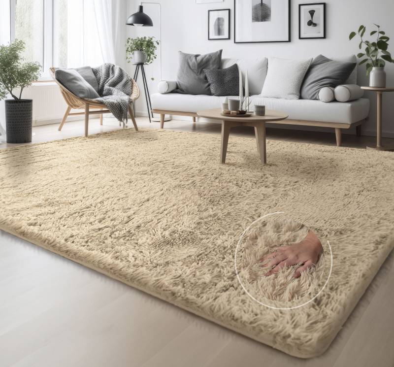 Hochflor-Teppich »Serville«, rechteckig, 37 mm Höhe, Kuschelteppich, Uni Farben, sehr weicher Flor, Wohnzimmer von My Home