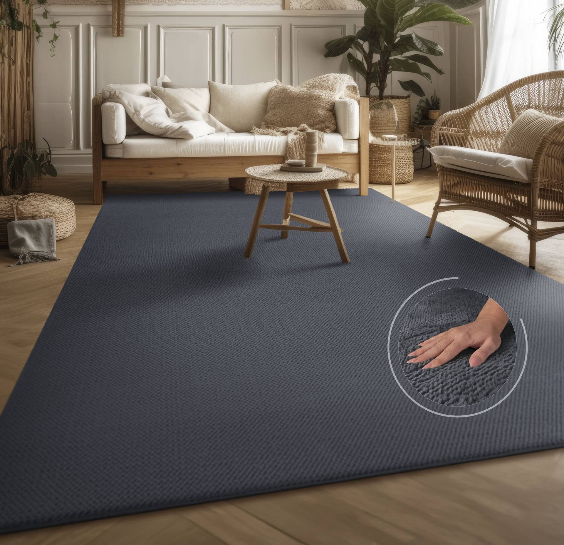 Teppich »Ciney«, rechteckig, 16 mm Höhe, Kurzflor, Hoch-Tief Effekt, Uni Farben, Scandi Design, besonders weich Teppich »Ciney«, rechteckig, 16 mm Höhe, Kurzflor, Hoch-Tief Effekt, Uni Farben, Scandi Design, besonders weich von My Home