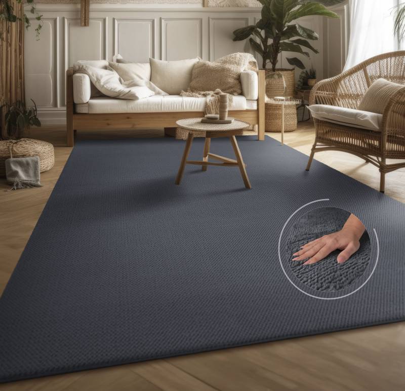 Teppich »Ciney«, rechteckig, 16 mm Höhe, Kurzflor, Hoch-Tief Effekt, Uni Farben, Scandi Design, besonders weich von My Home