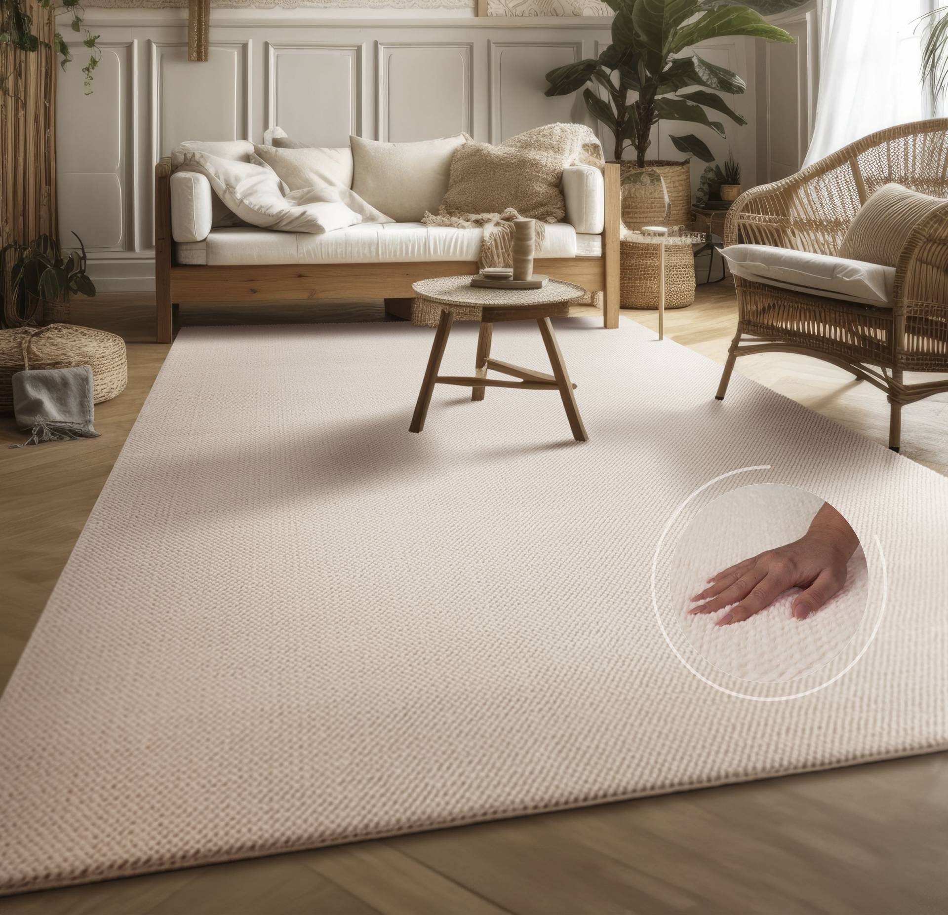 Teppich »Ciney«, rechteckig, 16 mm Höhe, Kurzflor, Hoch-Tief Effekt, Uni Farben, Scandi Design, besonders weich Teppich »Ciney«, rechteckig, 16 mm Höhe, Kurzflor, Hoch-Tief Effekt, Uni Farben, Scandi Design, besonders weich von My Home