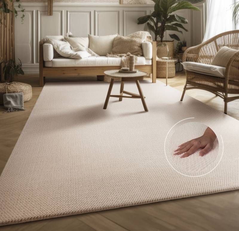 Teppich »Ciney«, rechteckig, 16 mm Höhe, Kurzflor, Hoch-Tief Effekt, Uni Farben, Scandi Design, besonders weich von My Home