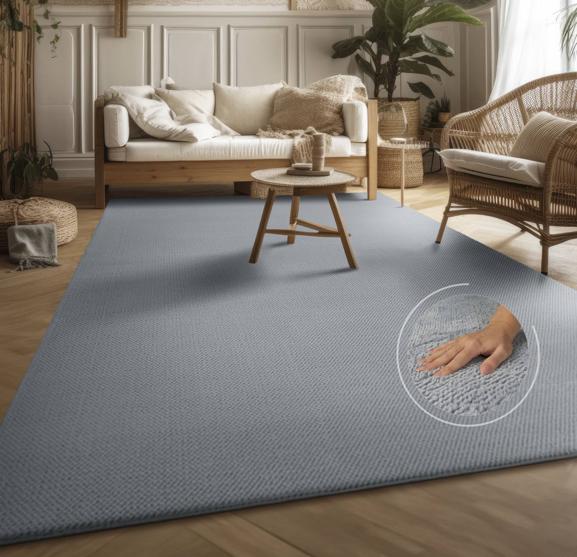 Teppich »Ciney«, rechteckig, 16 mm Höhe, Kurzflor, Hoch-Tief Effekt, Uni Farben, Scandi Design, besonders weich Teppich »Ciney«, rechteckig, 16 mm Höhe, Kurzflor, Hoch-Tief Effekt, Uni Farben, Scandi Design, besonders weich von My Home