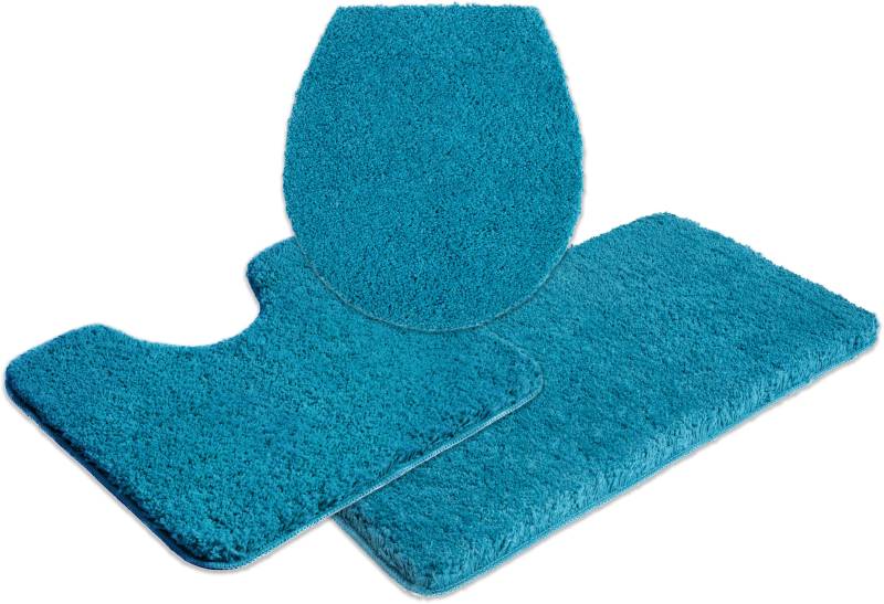 my home Badematte »Sanremo, Badvorleger, Badezimmer Teppich, sehr weich«, rutschhemmend beschichtet, fussbodenheizungsgeeignet-schnell trocknend, Badteppich, unifarben, rechteckig, rund & als 3-tlg. Set erhältlich von My Home