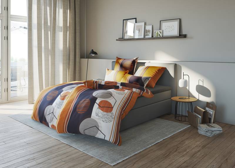 my home Bettwäsche »Emmi in Gr. 135x200 oder 155x220 cm«, (2 tlg.), moderne Bettwäsche aus Baumwolle, Bettwäsche mit geometrischem Muster von My Home