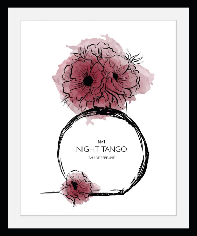 my home Bild mit Rahmen »Blumen Parfüm - Gerahmter Digitaldruck - Wandbild«, Fashion-Schriftzug, (1 St.), Premium Poster mit Naturholzrahmen, Handarbeit aus Deutschland von My Home