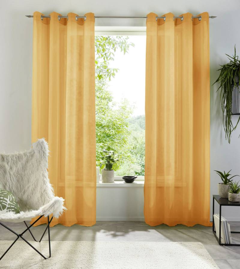 my home Gardine »XANA mit Ösen, Kräuselband oder Schlaufen«, (1 St.), Bestseller, einfarbig, 1 bzw. 2 Schals, pflegeleicht, Schal von My Home