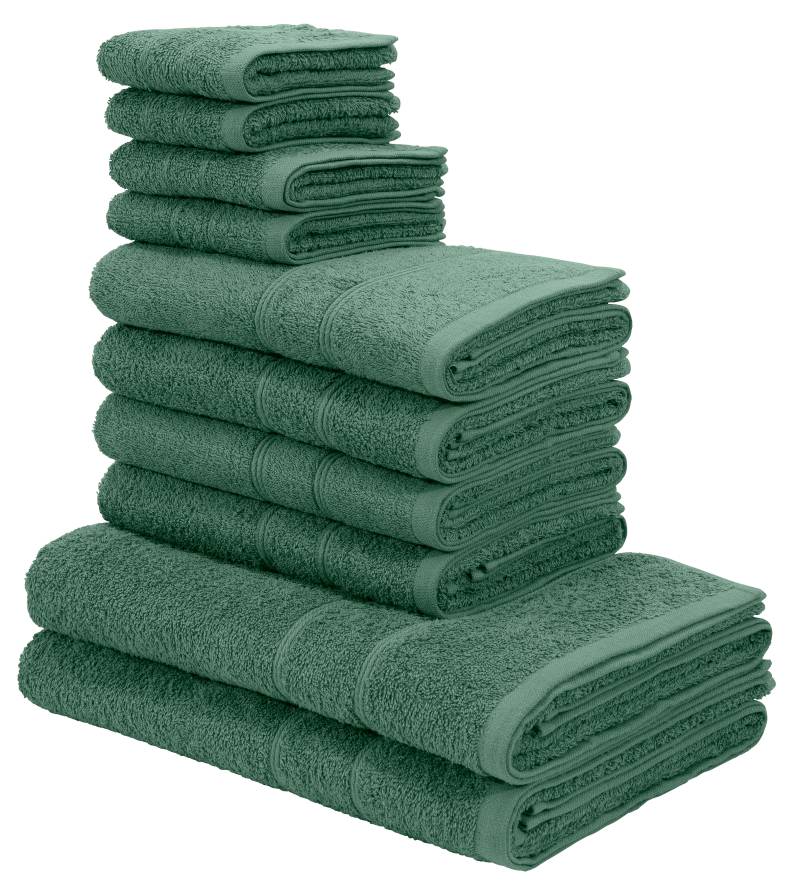 my home Handtuch Set »Inga, Duschtücher, Handtücher, Gästetücher, Seiftücher«, 10 tlg., Walkfrottee, Handtücher mit feiner Bordüre, 100% Baumwolle, einfarbig, weich von My Home