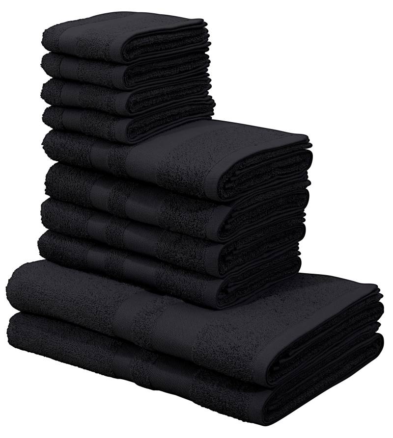my home Handtuch Set »Vanessa, 10-tlg Handtuch-Set, Duschtücher, Handtücher und Gästetücher«, Set, 10 tlg., Walkfrottee, 100% Baumwolle, einfarbig, weich, saugstark, mit Bordüre von My Home