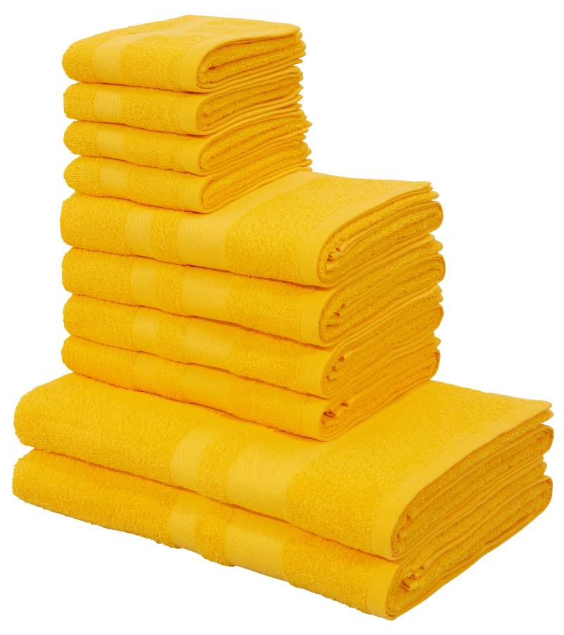 my home Handtuch Set »Vanessa, Duschtücher, Handtücher und Gästetücher«, Set, 10 tlg., Walkfrottee, 100% Baumwolle, einfarbig, weich, mit Bordüre von My Home