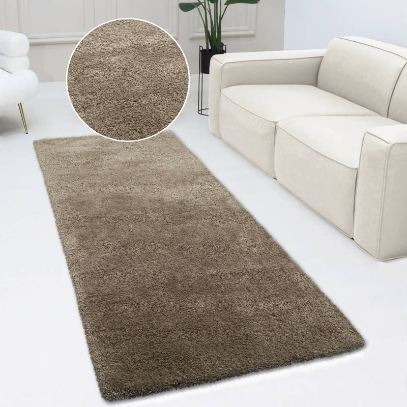 my home Hochflor-Läufer »Desner«, rechteckig, 38 mm Höhe, Mikrofaser, Uni-Farben, fussbodenheizungsgeeignet, Läufer, Brücke, Flur von My Home