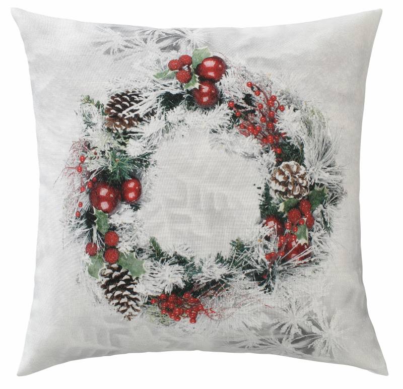 HOSSNER - HOMECOLLECTION Kissenhülle »Kranz, Weihnachtsdeko«, (2 St.), Winterzeit von HOSSNER - HOMECOLLECTION