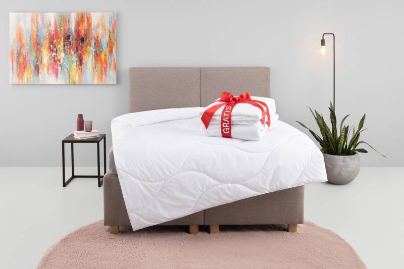 my home Microfaserbettdecke »Caelan, kaufe eine Decke - erhalte die Leichtbettdecke gratis dazu!«, leicht, Füllung 100% Polyester, Bezug 100% Polyester, (1 St.), Bettdecke 135x200 cm und 155x220 cm, Sommer, Winter von My Home