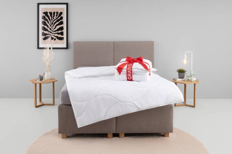 my home Microfaserbettdecke »Caelan, kaufe eine Decke - erhalte die Leichtbettdecke gratis dazu!«, warm, Füllung 100% Polyester, Bezug 100% Polyester, (1 St.), Bettdecke 135x200 cm und 155x220 cm, Sommer, Winter von My Home