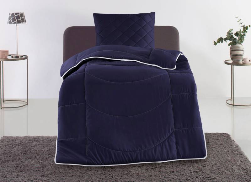 my home Steppbett + Kopfkissen »Microlux, Bettdecke 135x200 cm, 155x220 cm«, (Spar-Set, 1x Bettdecke und 1x Kopfkissen), Set mit Kissen 40x80 cm, 80x80 cm, Sommer, Herbst, Winter in 4 Farben von My Home