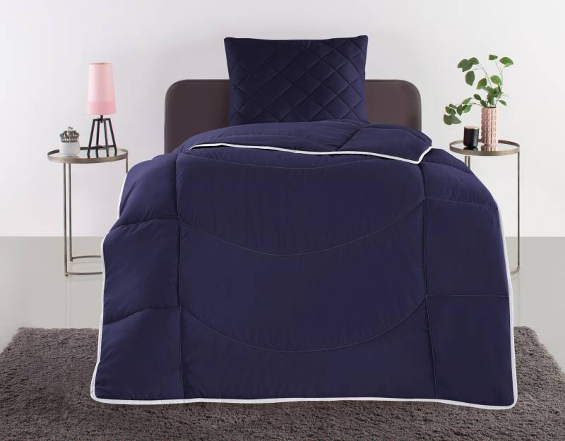 my home Steppbett + Kopfkissen »Microlux, Bettdecke 135x200 cm, 155x220 cm«, (Spar-Set, 1x Bettdecke und 1x Kopfkissen), Set mit Kissen 40x80 cm, 80x80 cm, Sommer, Herbst, Winter in 4 Farben von My Home