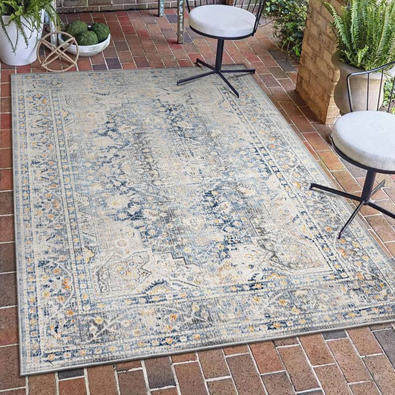 my home Teppich »Arik«, rechteckig, 4 mm Höhe, Orient-Optik, Bordüre, pflegeleicht, Kurzflor, In-und Outdoor geeignet von My Home
