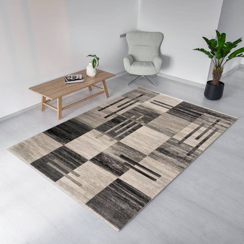 my home Teppich »Beliz«, rechteckig, 9 mm Höhe, mit Konturenschnitt, Kurzflor, 3D-Design, mit Fransen, Wohnzimmer von My Home