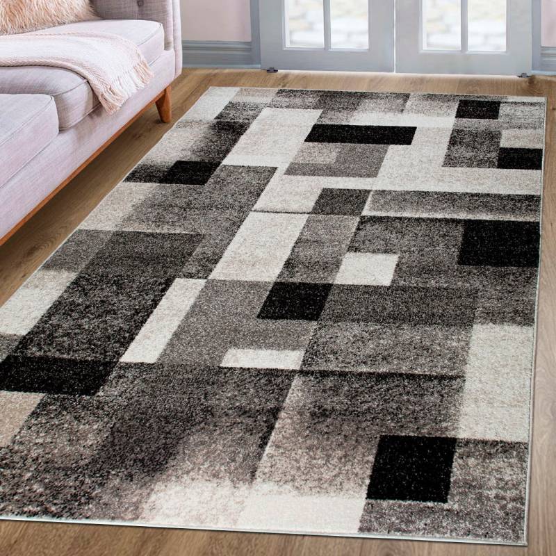 my home Teppich »Corine«, rechteckig, 9 mm Höhe, mit besonders weichem Flor, Kurzflor, modernes Karo-Design, grafisch von My Home