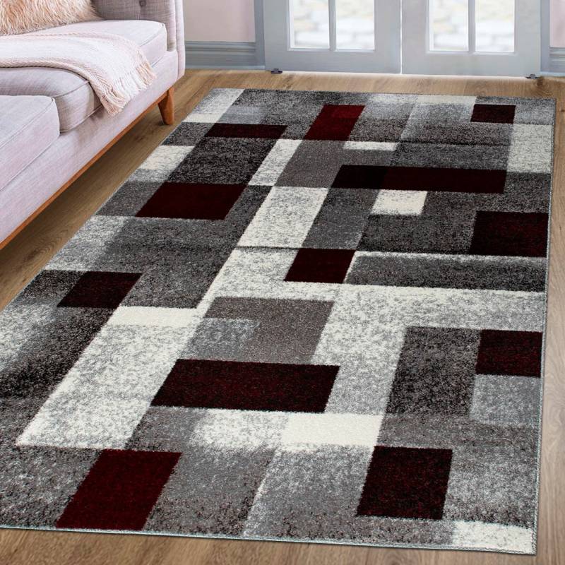 my home Teppich »Corine«, rechteckig, 9 mm Höhe, mit besonders weichem Flor, Kurzflor, modernes Karo-Design, grafisch von My Home