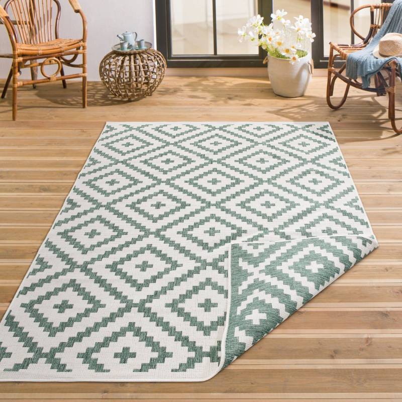 my home Teppich »Ronda Wendeteppich«, rechteckig, 5 mm Höhe, Sisal-Optik, Flachgewebe, In- und Outdoor, geometrisches Boho Design von My Home