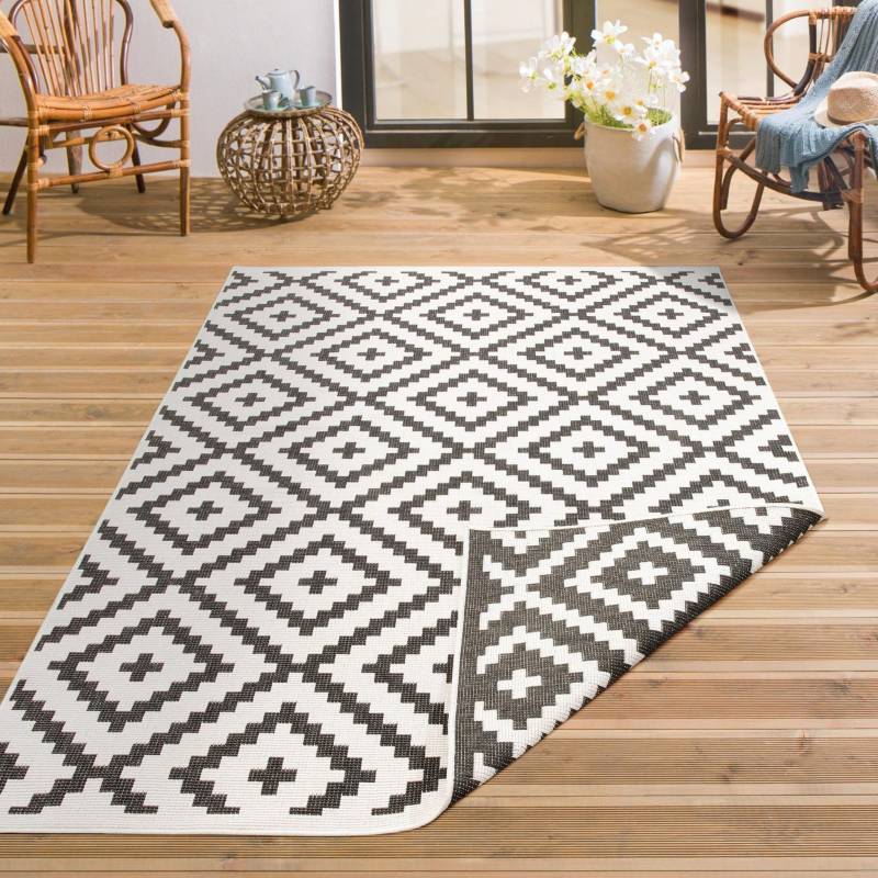 my home Teppich »Ronda Wendeteppich«, rechteckig, 5 mm Höhe, Sisal-Optik, Flachgewebe, In- und Outdoor, geometrisches Boho Design von My Home
