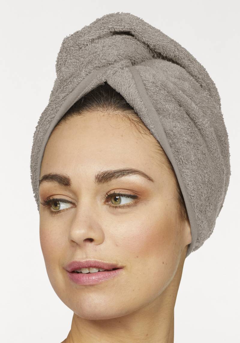 my home Turban-Handtuch »Juna, als Set und Serie erhältlich, 2 Turbanhandtücher 24x61cm«, 100% Baumwolle, Turban, Uni-Farben, weich von My Home