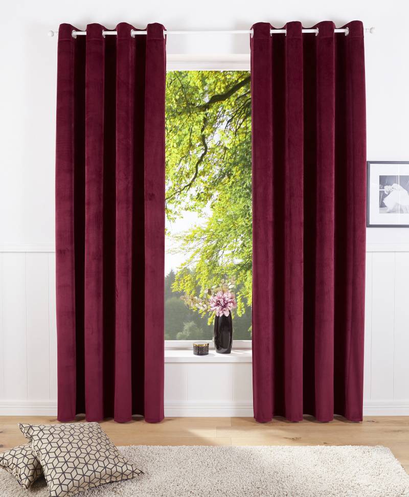 my home Vorhang »Velvet Uni«, (2 St.), Samt, 2-er Set, Vorhang, edel, einfarbig von My Home