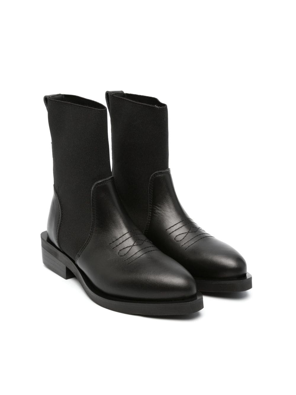 Nº21 Kids 35mm decorative-stitching leather boots - Black von Nº21 Kids