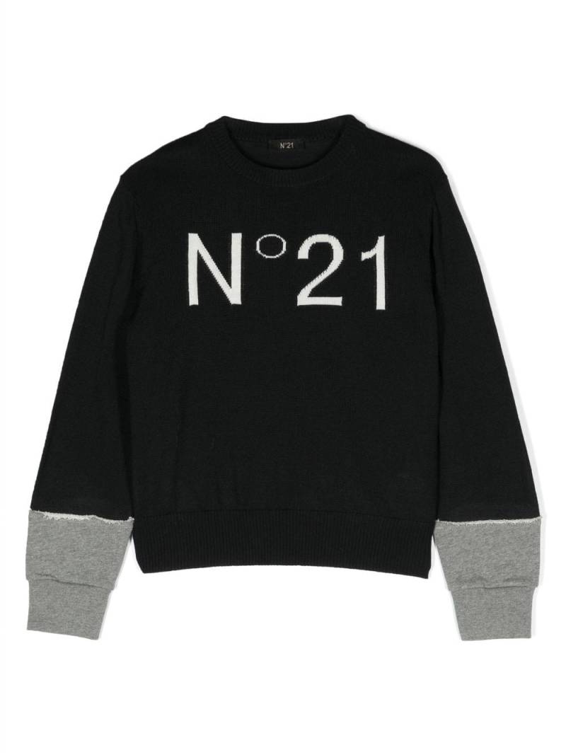 Nº21 Kids intarsia-knit logo jumper - Black von Nº21 Kids
