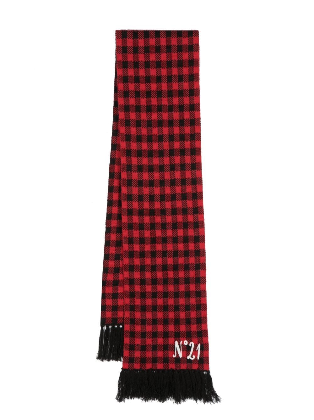 Nº21 Kids checked fringed scarf - Black von Nº21 Kids