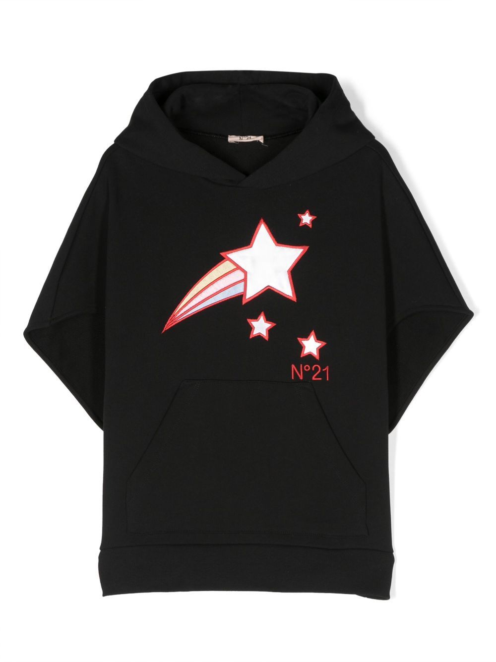 Nº21 Kids appliqué-detail cotton hoodie - Black von Nº21 Kids