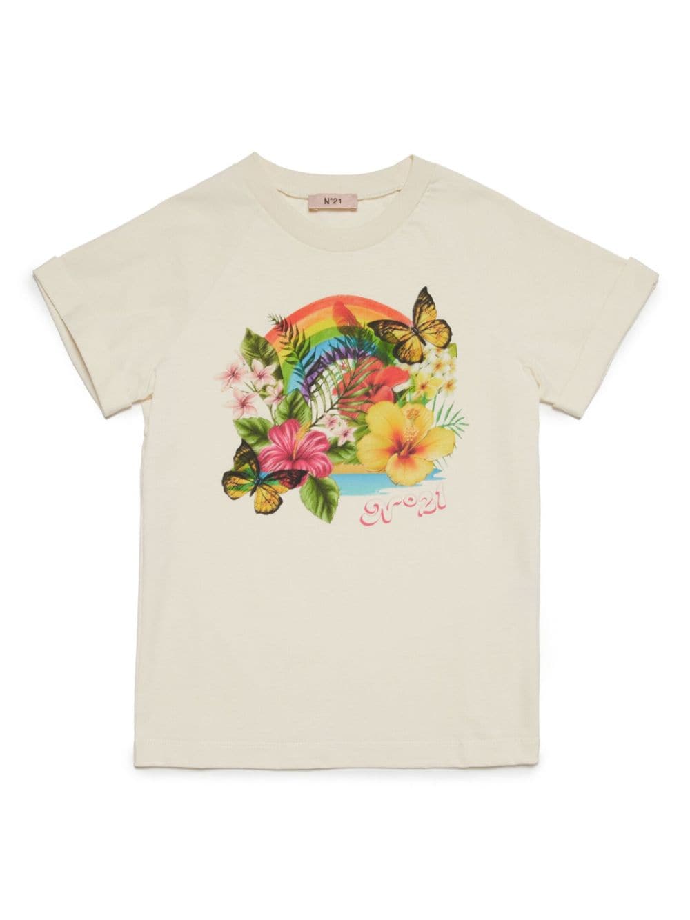 Nº21 Kids floral-print cotton T-shirt - Neutrals von Nº21 Kids