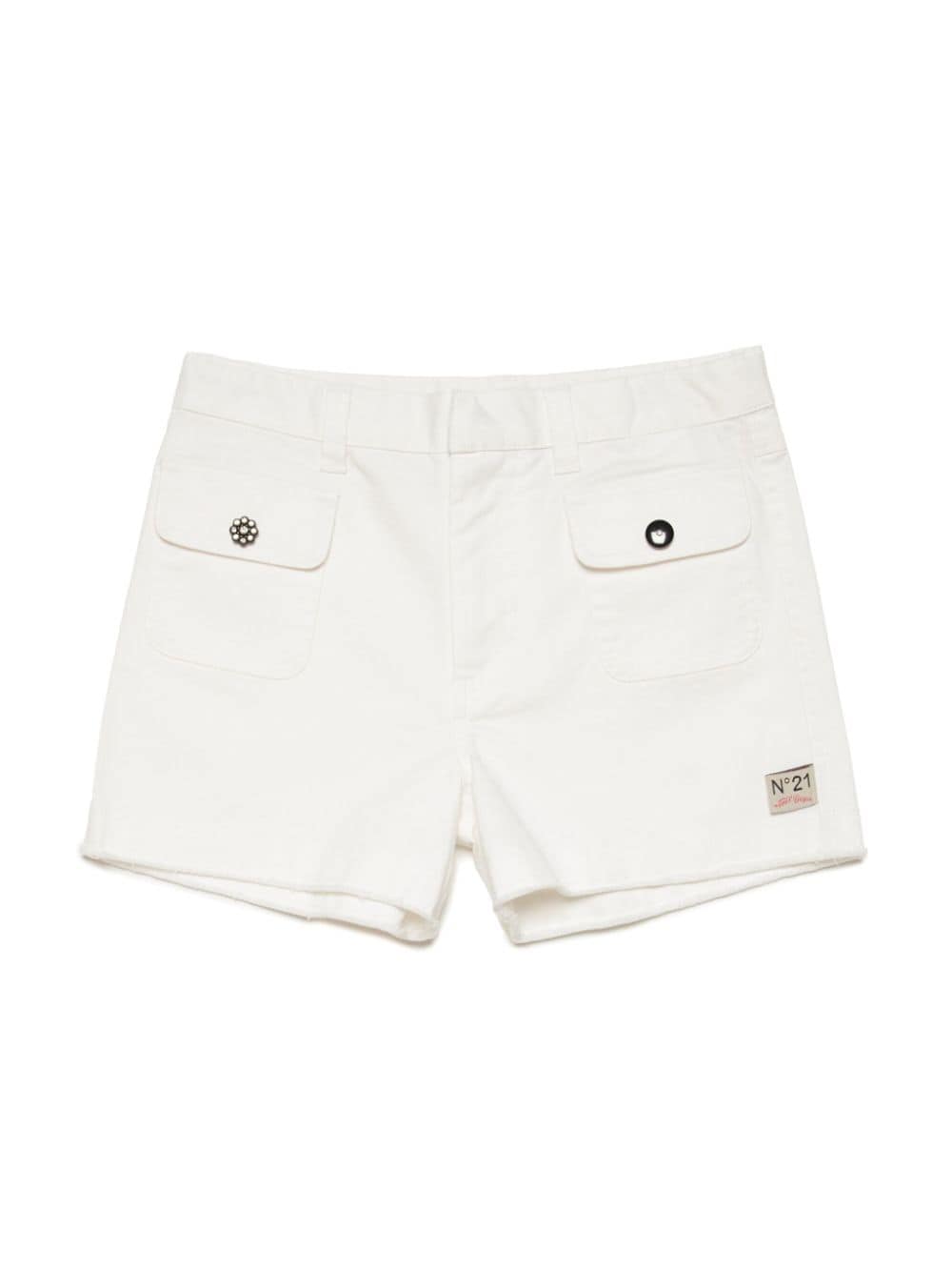 Nº21 Kids flower-charm stretch-cotton shorts - White von Nº21 Kids