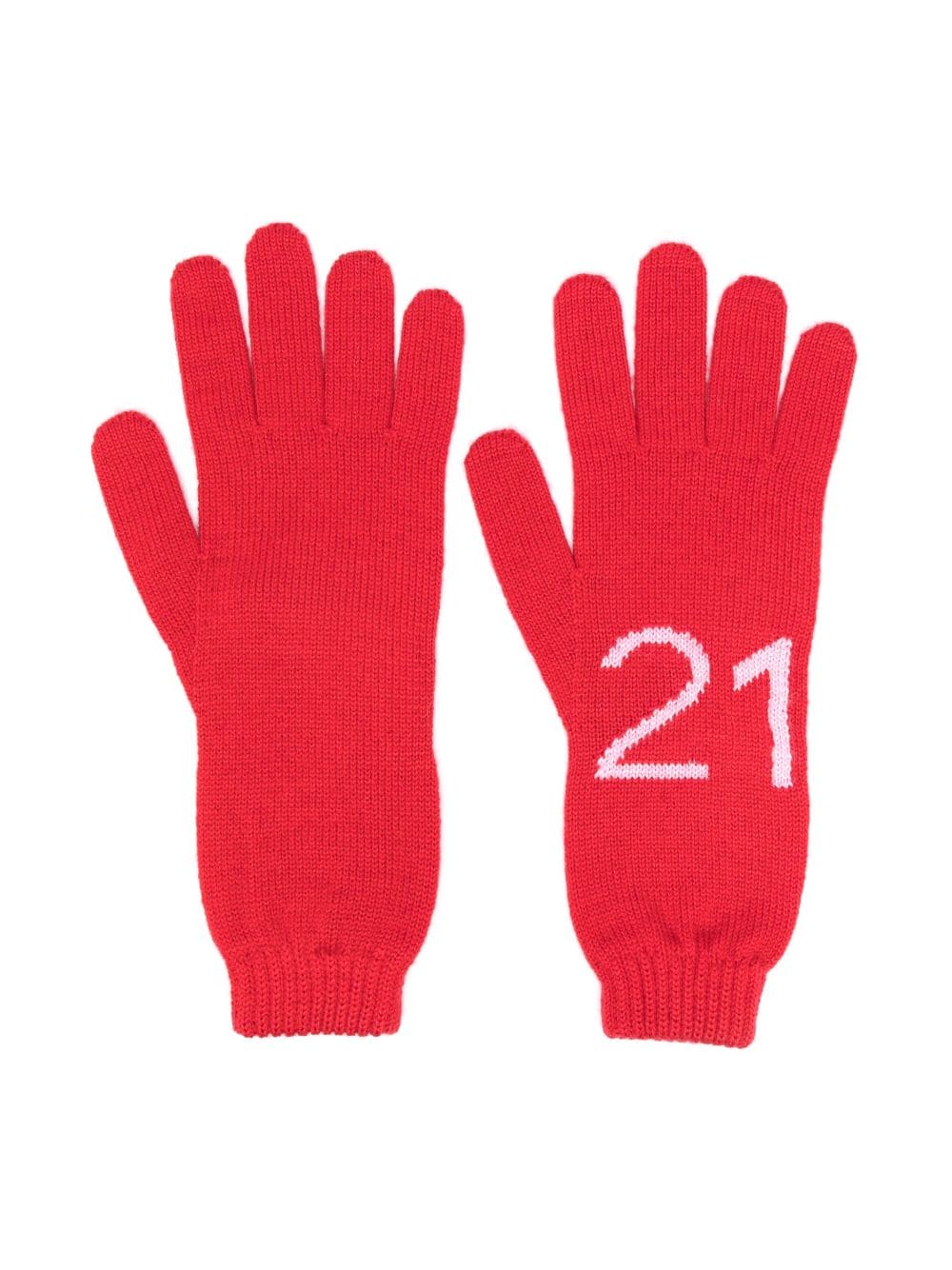 Nº21 Kids intarsia-knit logo gloves - Red von Nº21 Kids