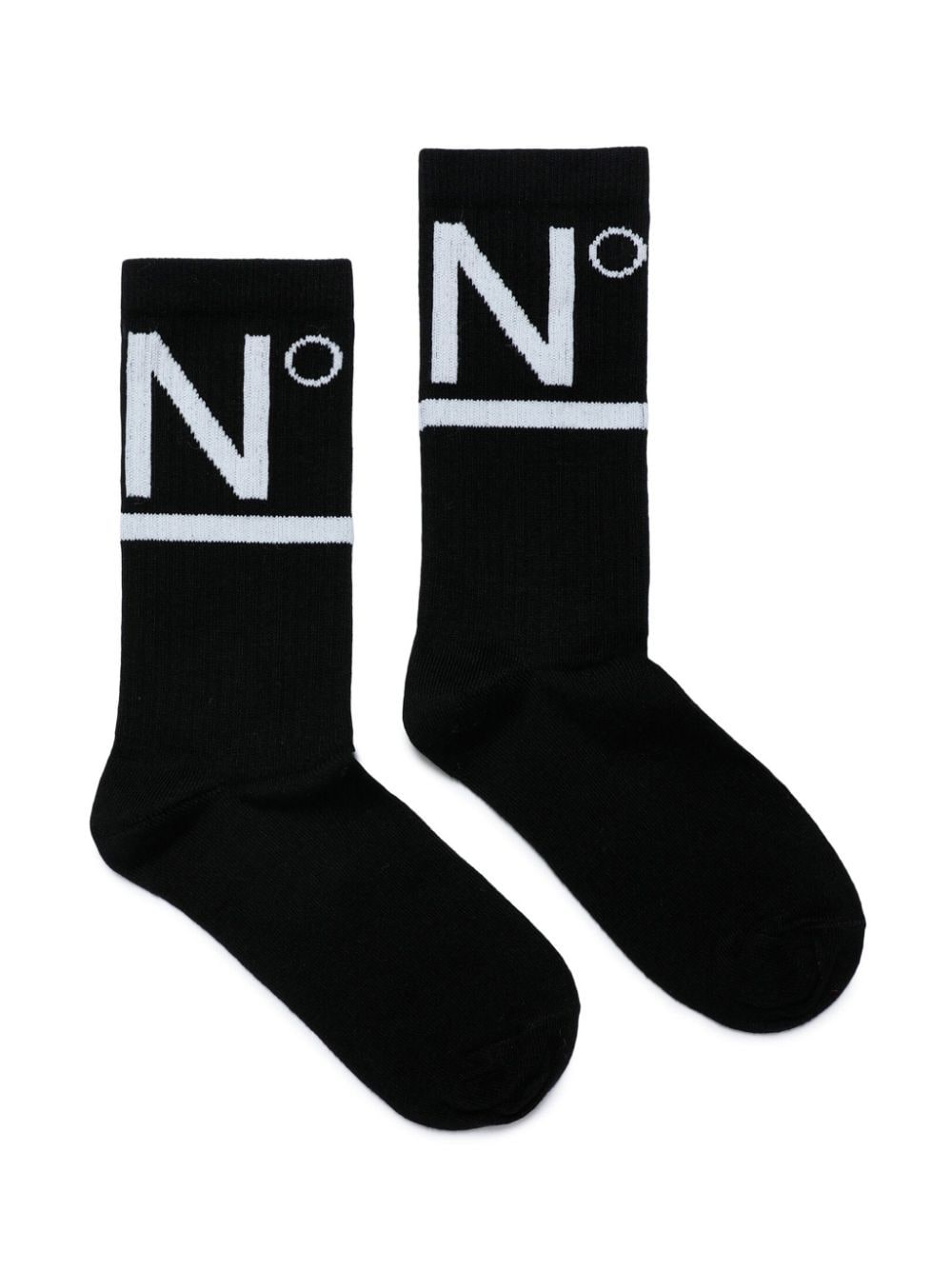Nº21 Kids intarsia-knit logo print socks - Black von Nº21 Kids