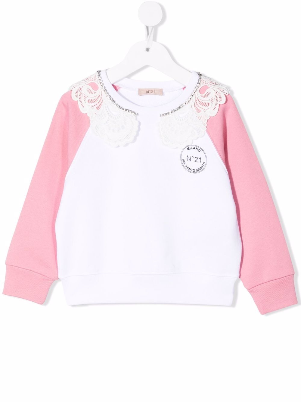 Nº21 Kids lace-trim sweatshirt - White von Nº21 Kids