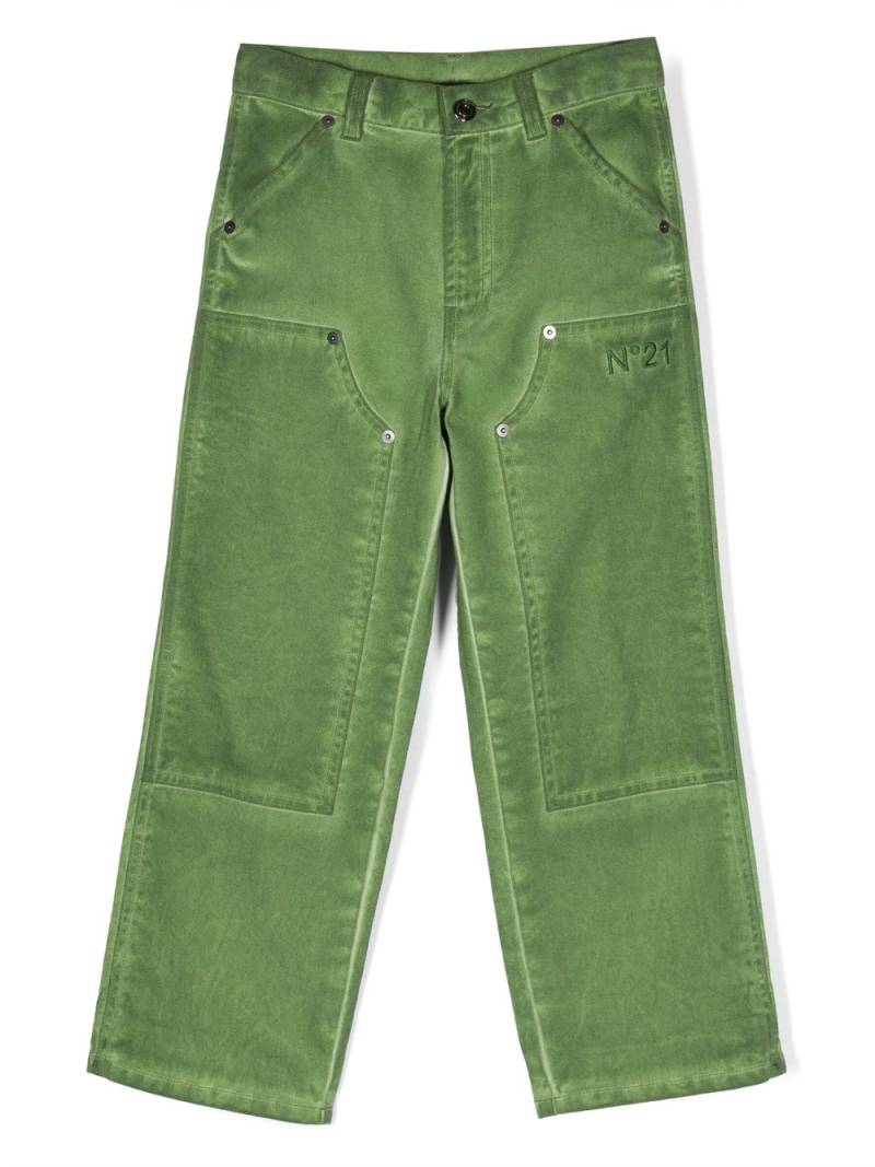 Nº21 Kids logo-embroidered straight-leg jeans - Green von Nº21 Kids