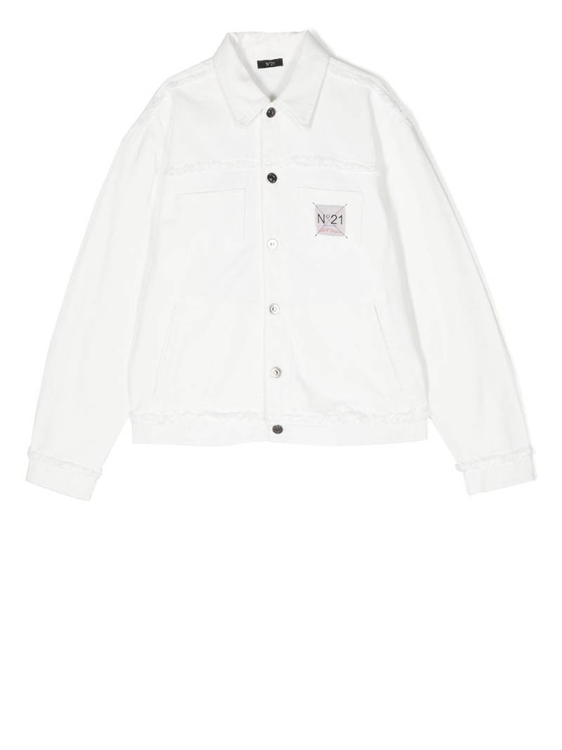 Nº21 Kids logo-patch long-sleeve shirt - White von Nº21 Kids