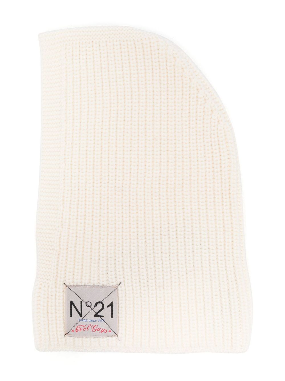 Nº21 Kids logo-patch ribbed balaclava - White von Nº21 Kids