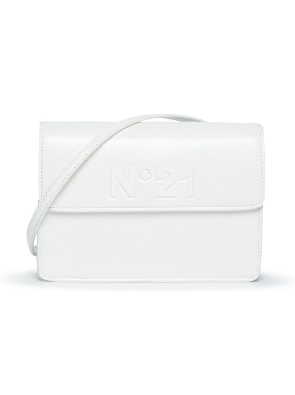 Nº21 Kids logo-plaque faux-leather shoulder bag - White von Nº21 Kids