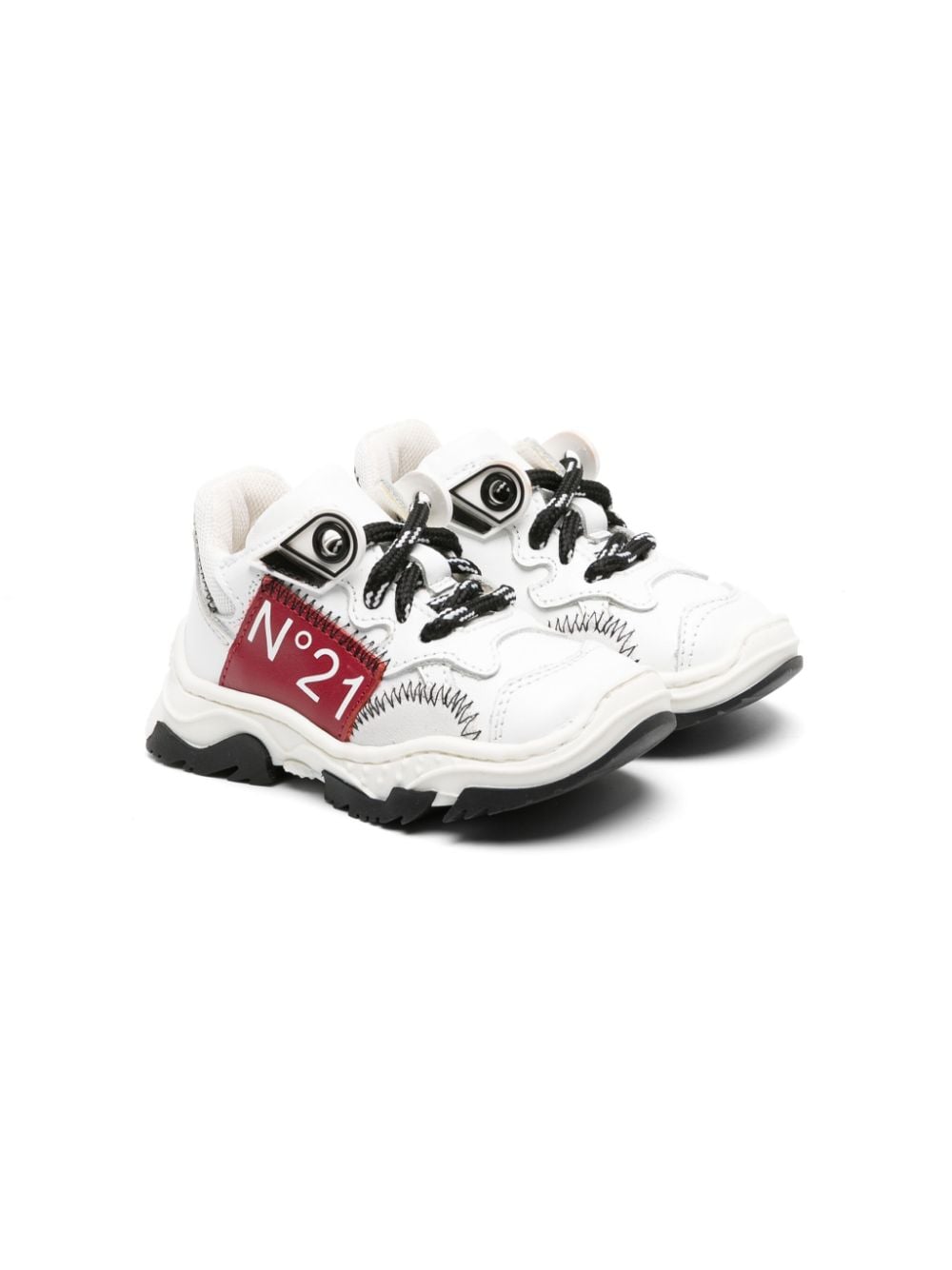 Nº21 Kids logo-print chunky leather sneakers - White von Nº21 Kids