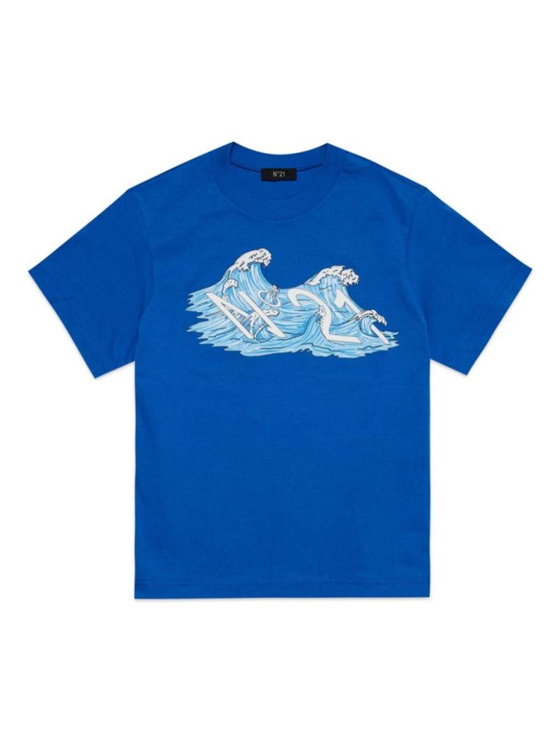 Nº21 Kids logo-print cotton T-shirt - Blue von Nº21 Kids