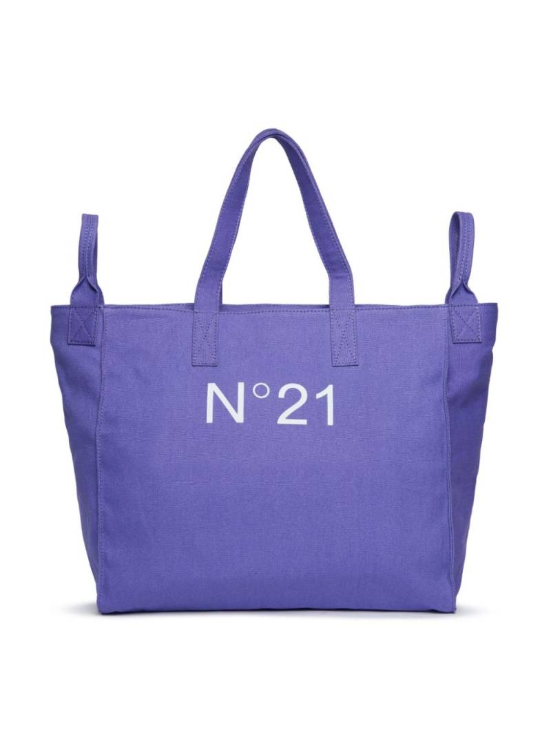 Nº21 Kids logo-print cotton shoulder bag - Purple von Nº21 Kids