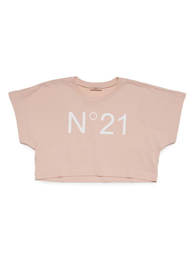 Nº21 Kids logo-print cropped T-shirt - Pink von Nº21 Kids