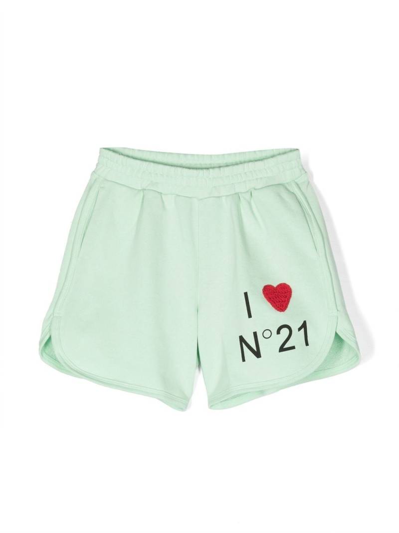 Nº21 Kids logo-print embroidered shorts - Green von Nº21 Kids