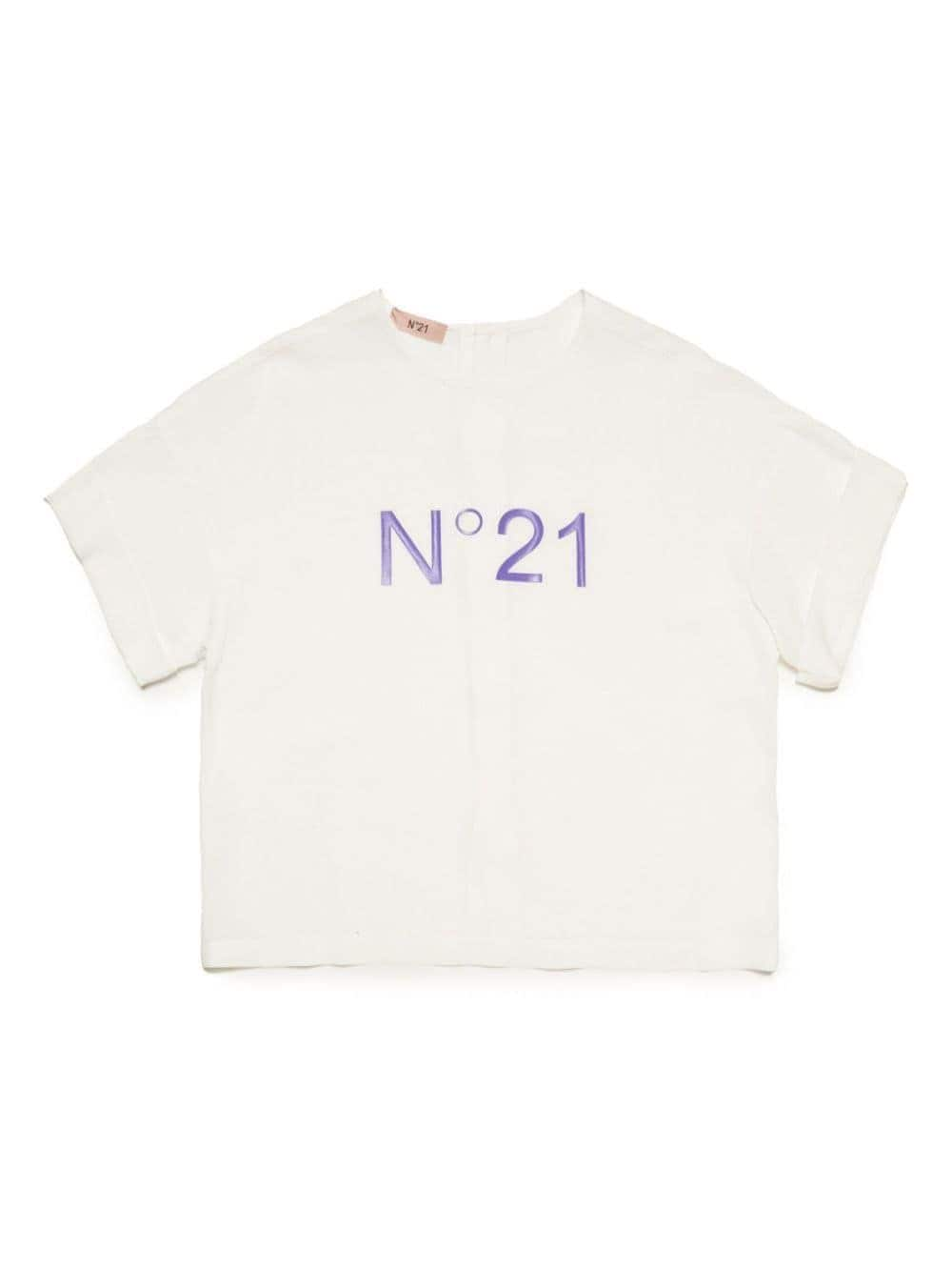 Nº21 Kids logo-print press-stud T-shirt - White von Nº21 Kids