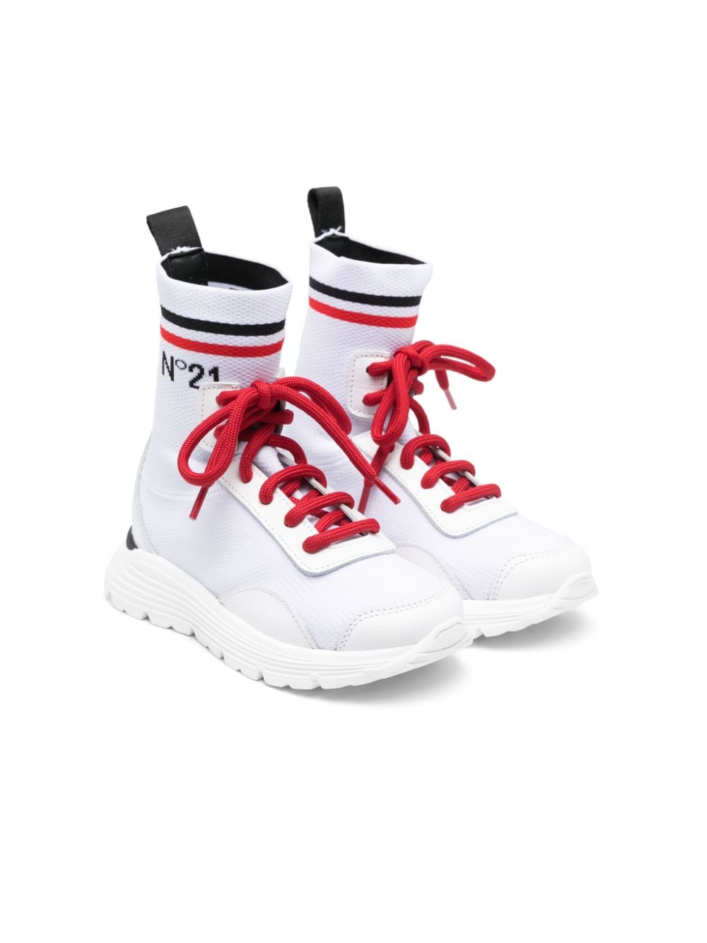 Nº21 Kids logo-print sock-style ankle boots - White von Nº21 Kids