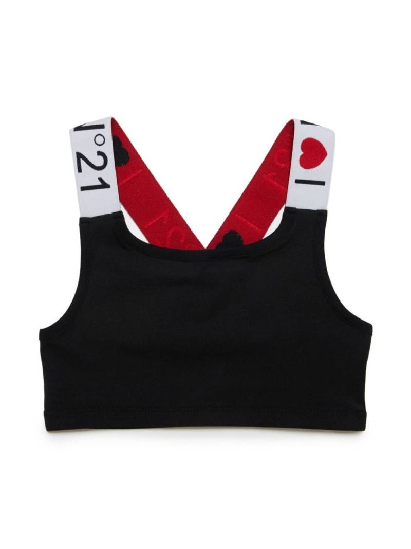 Nº21 Kids logo-print straps cropped top - Black von Nº21 Kids